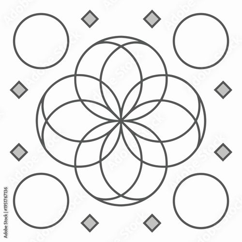 Geometric flower pattern with circles and diamonds geometric pattern sacred geometry
