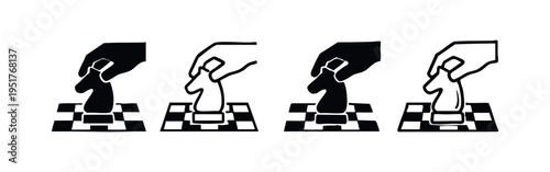 Chess knight game piece movement symbol set, illustrating strategic thinking and intellectual sport.