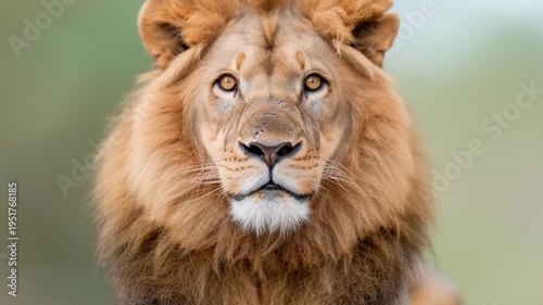 Majestic Lion: An up-close portrait of a lion, showcasing its impressive mane and piercing gaze, exudes power and regality.