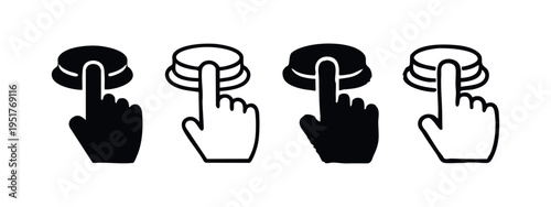 Finger Pressing a Button Icon Set