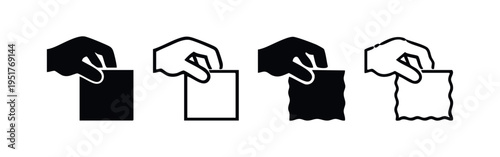 Hand Inserting or Removing Document Icon Set