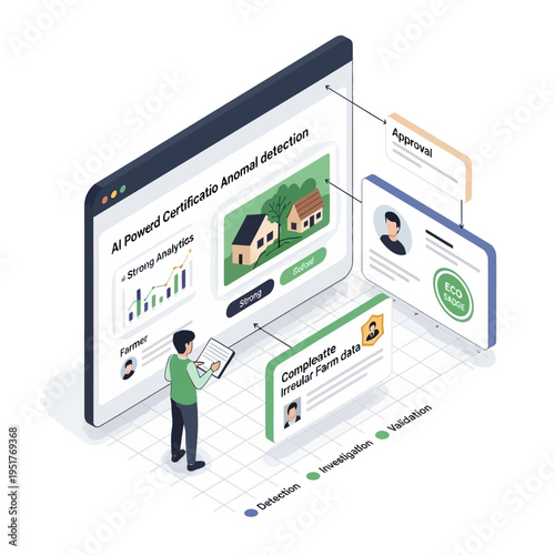 AI-powered certificate anomaly detection system for irregular farm data, showcasing approval and validation processes.