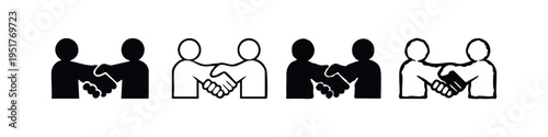 Business People Handshake Icon Set
