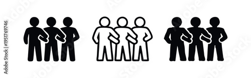 Group of Three People Standing Together Icon Set