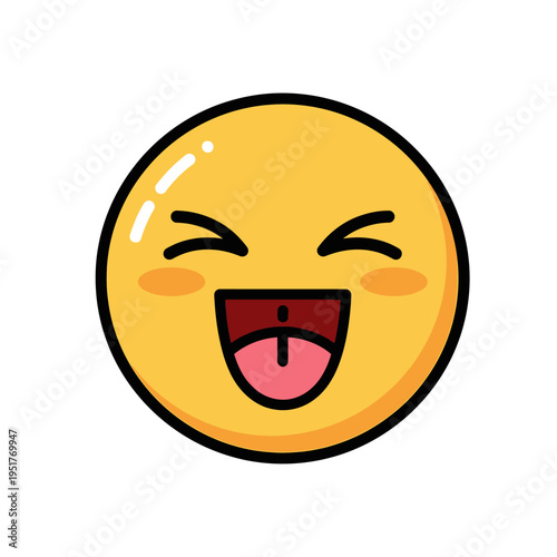 Happy Laughing Emoji Icon, Joyful Expression, Cartoon Style