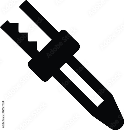 Black utility knife on white background