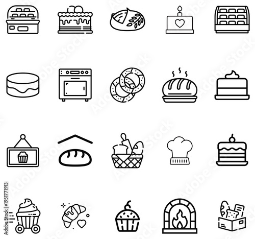 Collection of Bakery and Pastry with Cakes Bread and Oven