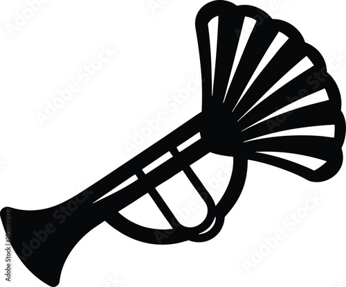 shell trumpet silhouette vector art illustration, black and white design