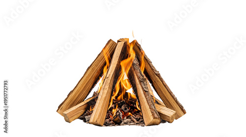 Foto Vibrant campfire with burning wooden logs and bright orange flames, radiating wa