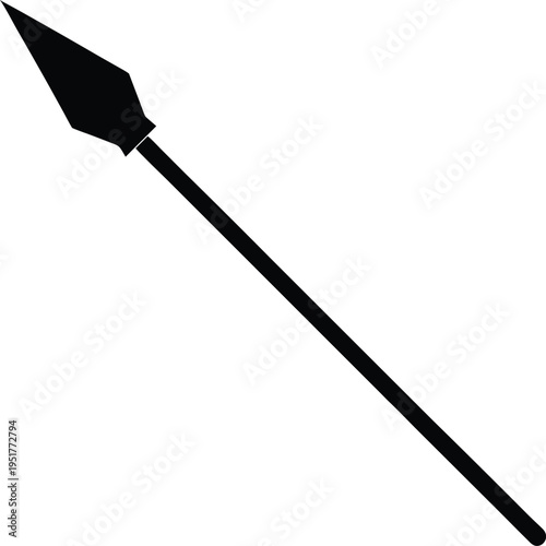 spear silhouette vector art illustration, black and white design