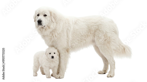 Cuadro en lienzo Majestic adult Great Pyrenees dog standing proudly with its adorable fluffy whit