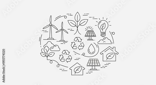 Set of eco friendly icons vector, sustainable living symbols