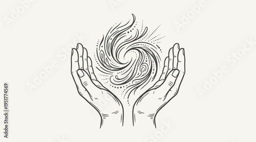 Healing Hands Graphic Symbolizing Energy Flow and Spiritual Well-being
