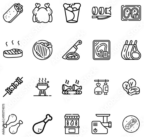 Collection of Meat and Food with Transparent Background barbecue grill