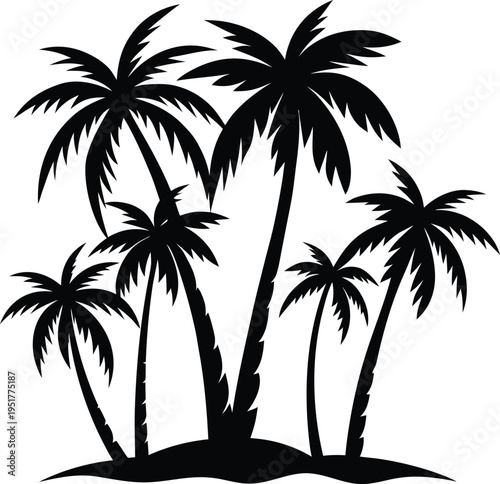 Tropical palm tree silhouette collection illustration
