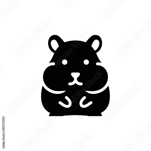 Black silhouette of a cute hamster with white details