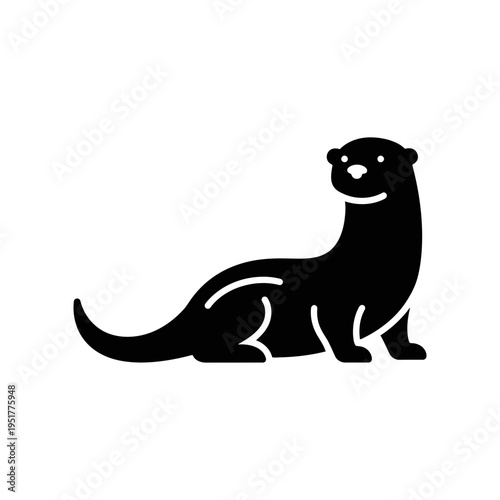 Black silhouette of an otter on, simple animal design