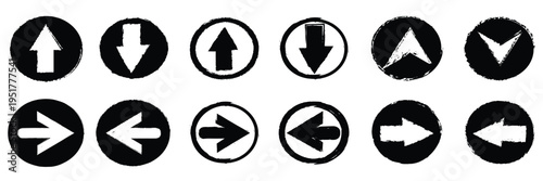  Bold Hand drawn grunge arrow collection vector isolated brush strokes, black arrows vector set, Straight and thick directional arrow symbols set eps 10.