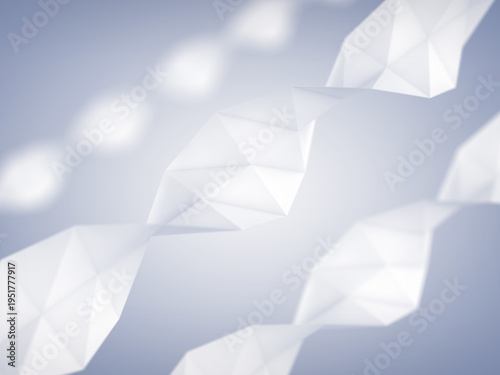 Geometric papercraft DNA double helix, representing genetic engineering, DNA sequencing, and biotech innovation. A stylized illustration of a double helix as a conceptual model for synthetic biology.