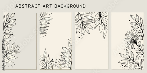 Elegant botanical illustrations arranged in a set of vertical banners
