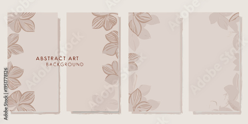 Four pastel vertical panels featuring delicate floral line art designs