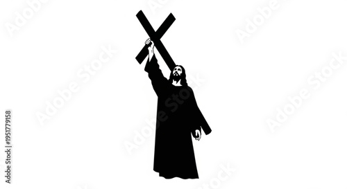 Jesus Christ Raising the Saltire Cross Silhouette