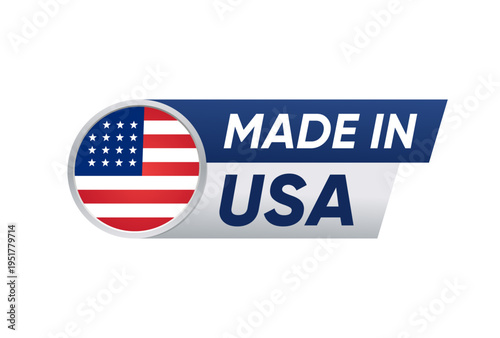Made in USA label with American flag badge premium quality origin tag vector