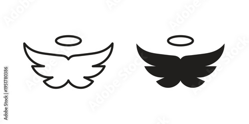 Angel icon linear vector outline, symbol logo design style