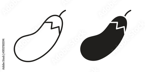Aubergine icon linear vector outline, symbol logo design style