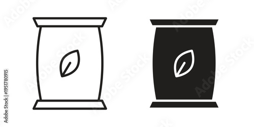 Bag seedling icon linear vector outline, symbol logo design style