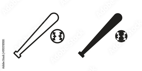 Baseball icon linear vector outline, symbol logo design style