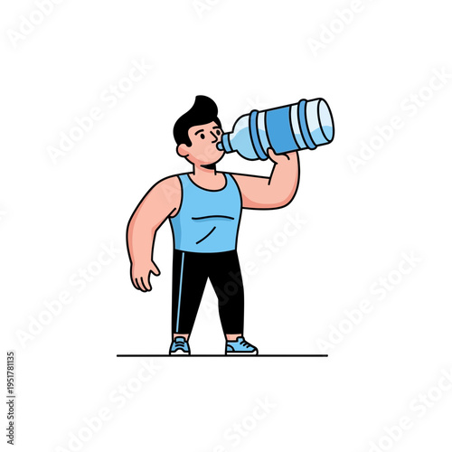 Man Drinking Water Bottle.