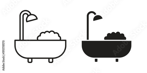 Bath icon linear vector outline, symbol logo design style