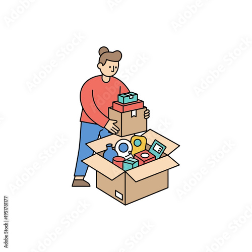 Man Moving Household Boxes.