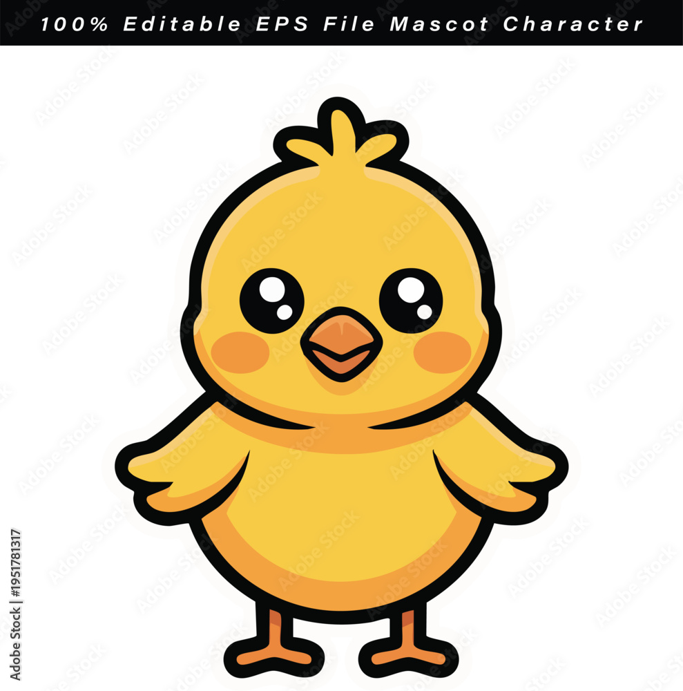 Obraz premium Friendly cartoon chick mascot character in editable vector format