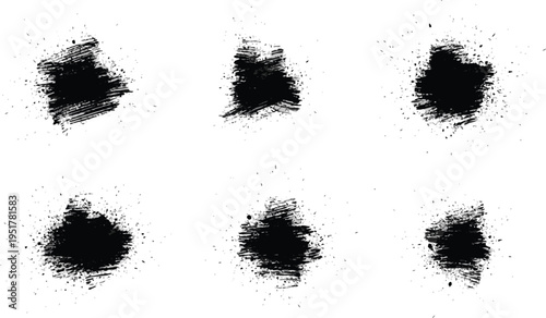 Black grunge brush strokes on white background
