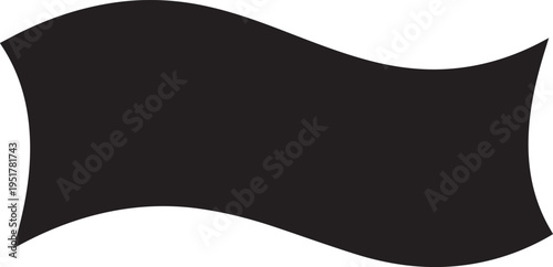 Blank wavy banner vector silhouette for text placement with flowing shape and line art edge