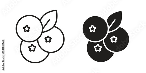Blueberries icon linear vector outline, symbol logo design style