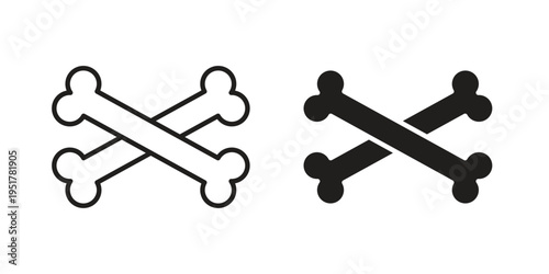 Bone icon linear vector outline, symbol logo design style