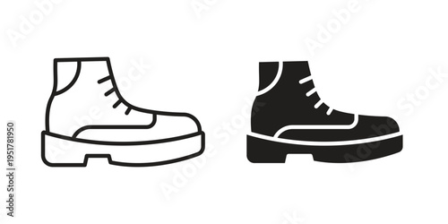 Boot icon linear vector outline, symbol logo design style
