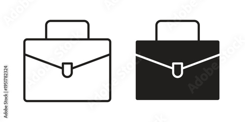 Briefcase icon linear vector outline, symbol logo design style