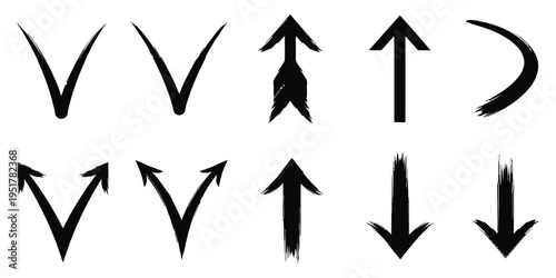 Collection of black arrows on white background