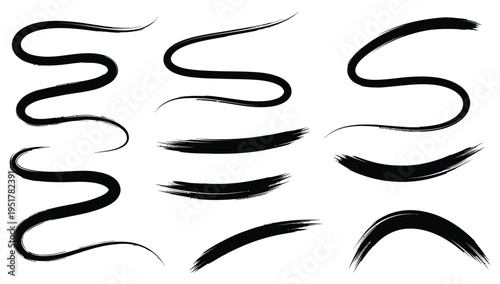 Collection of black eyebrow shapes and lines