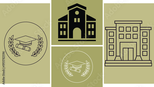 College university academic building architecture concept for education and higher learning illustration