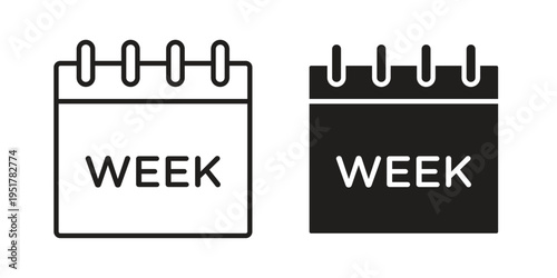 Calendar week icon linear vector outline, symbol logo design style