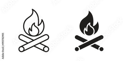 Campfire icon linear vector outline, symbol logo design style