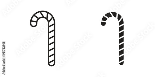Candy Cane icon linear vector outline, symbol logo design style