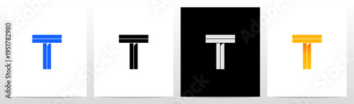 Parallel Geometric Rectangles Square Alphabet Initial Letter Logo Design T