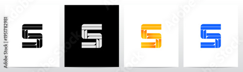 Parallel Geometric Rectangles Square Alphabet Initial Letter Logo Design S
