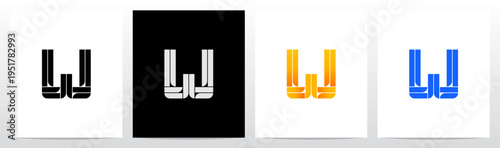 Parallel Geometric Rectangles Square Alphabet Initial Letter Logo Design W